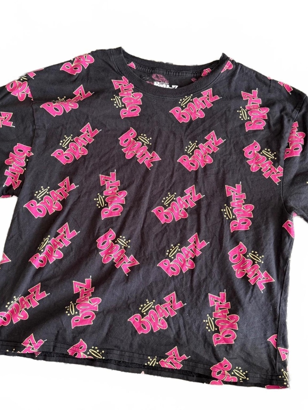 Bratz Size Large Black Pink All Over Logo Graphic T-Shirt 2023 MGA